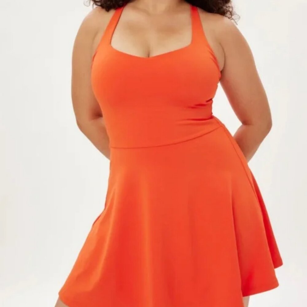 Girlfriend Collective Orange Tennis Sport Dress – Size Small NWOT